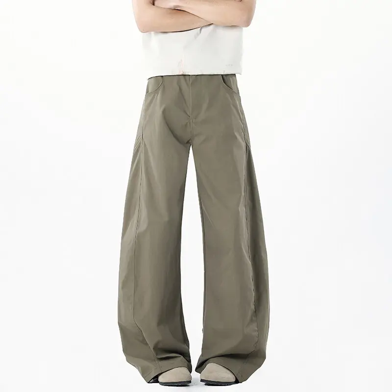 IEFB Men' Causal Pants New Korean Style Straight Wide Leg Stylish Handsome Solid Color Trendy Male Loose Bottoms Summer 9W1881