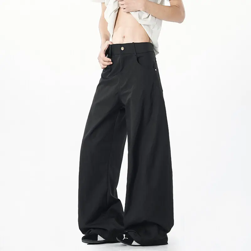 IEFB Men' Causal Pants New Korean Style Straight Wide Leg Stylish Handsome Solid Color Trendy Male Loose Bottoms Summer 9W1881