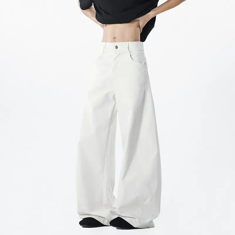 IEFB Men' Causal Pants New Korean Style Straight Wide Leg Stylish Handsome Solid Color Trendy Male Loose Bottoms Summer 9W1881