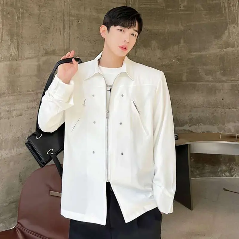 IEFB Male Shirts New Trendy Long Sleeve Men Shirt Multi Zipper Design Loose Casual Men's Single Breasted Clothing Trend 9W1400