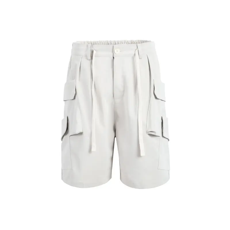 IEFB Functional Style Men's Shorts Casual Drawstring Pockets Solid Color Wide Leg Loose Straight Male Trousers Summer 9W2648