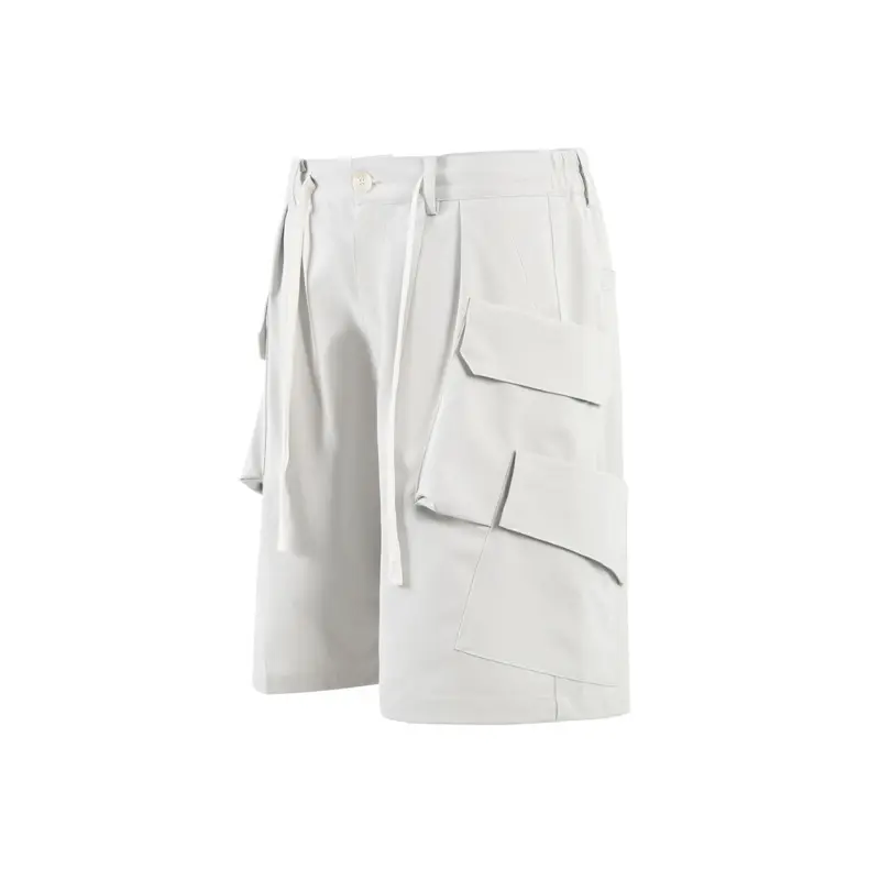 IEFB Functional Style Men's Shorts Casual Drawstring Pockets Solid Color Wide Leg Loose Straight Male Trousers Summer 9W2648