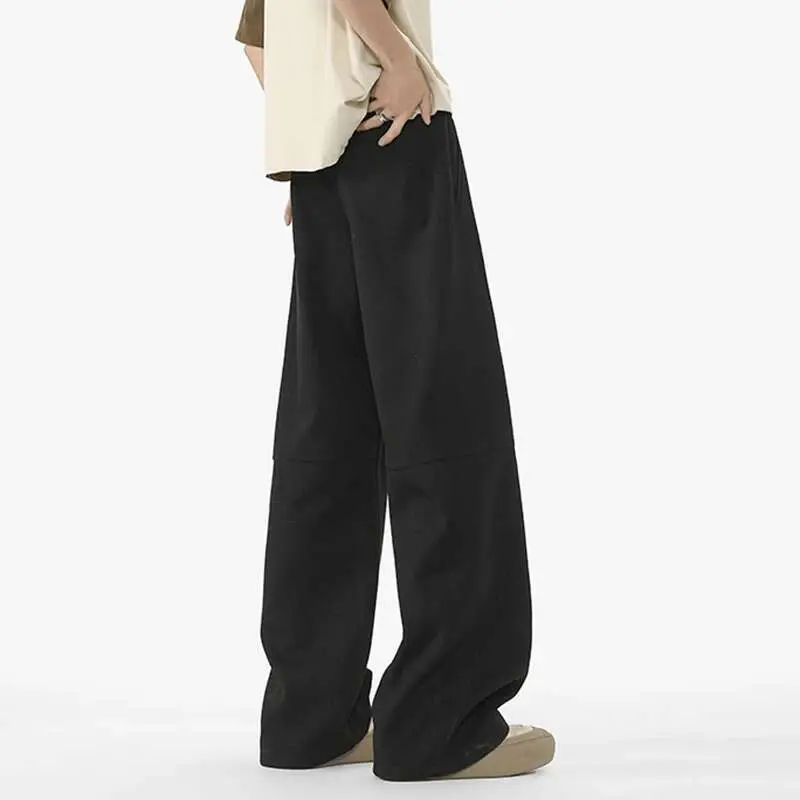 IEFB Men's Casual Pants New Summer Fashion Trend Elastic Waist Belt Splicing Full Length Male Trousers Spring 2025 9W1390