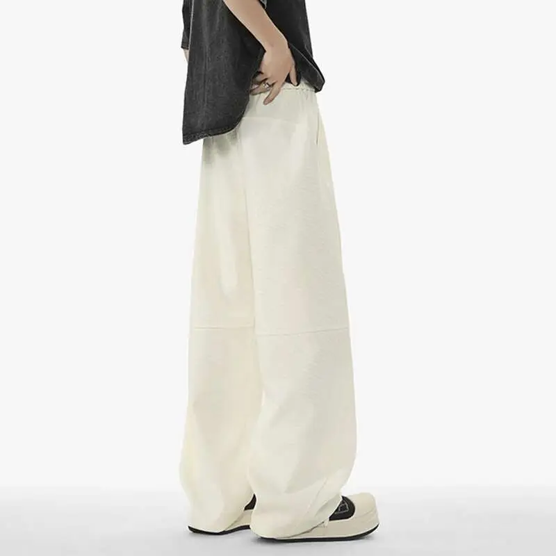 IEFB Men's Casual Pants New Summer Fashion Trend Elastic Waist Belt Splicing Full Length Male Trousers Spring 2025 9W1390