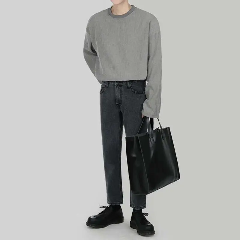 IEFB Korean Fashion Single Shoulder Bag Men's Messenger Bag Large Capacity Bag Men's Causal PU Leather Bag Travel Bag 9Y5905