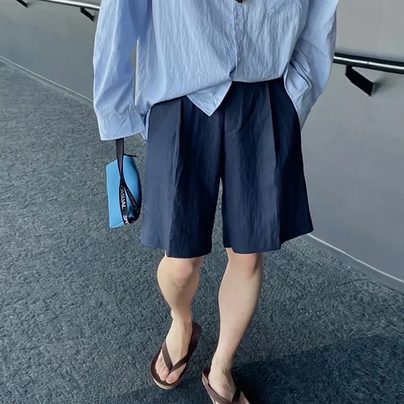 IEFB New Summer Men's Shorts Casual Solid Color Straight All-match Bottom Wide Leg Loose Male TrousersKorean Menswear 9W2488