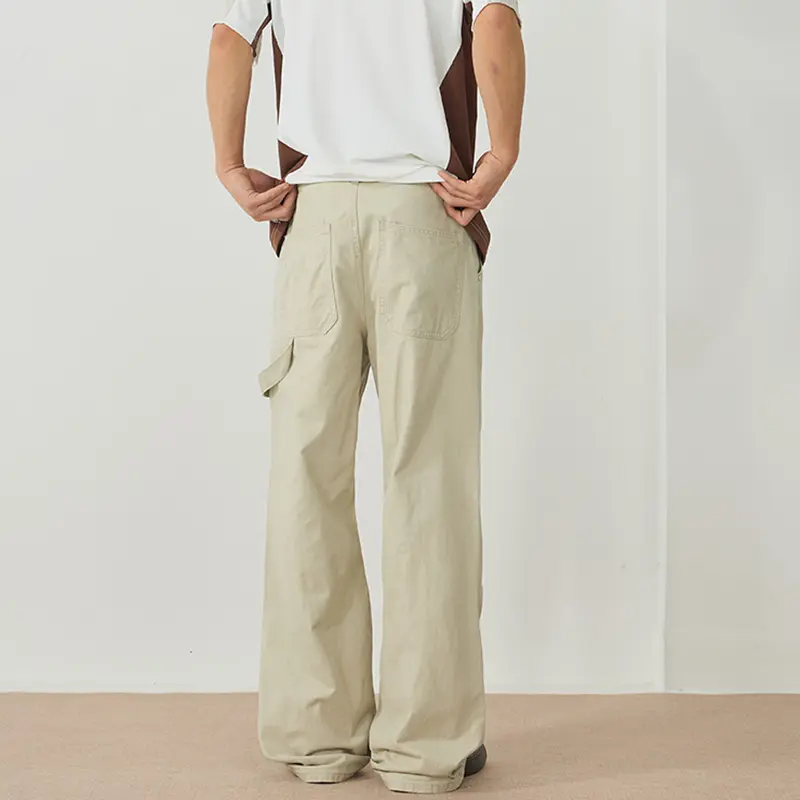 IEFB Men's Cargo Pants New American Style Folding Design Silhouette Micro Flared Niche Trendy Soldi Color Male Bottoms 9W1897