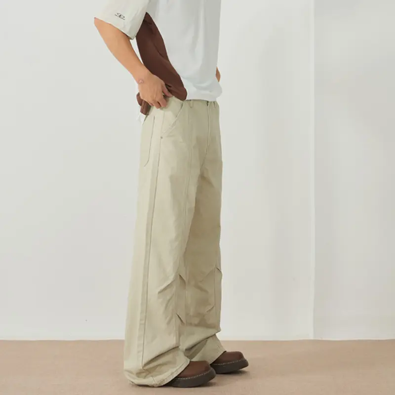 IEFB Men's Cargo Pants New American Style Folding Design Silhouette Micro Flared Niche Trendy Soldi Color Male Bottoms 9W1897