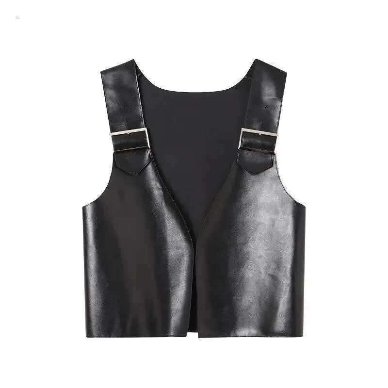 IEFB Men's Wear Niche Design PU Leather Black Vest Simple Tide Causal Sleeveless Cool Waistcoat Male Top Fashion Trend 9Y5430
