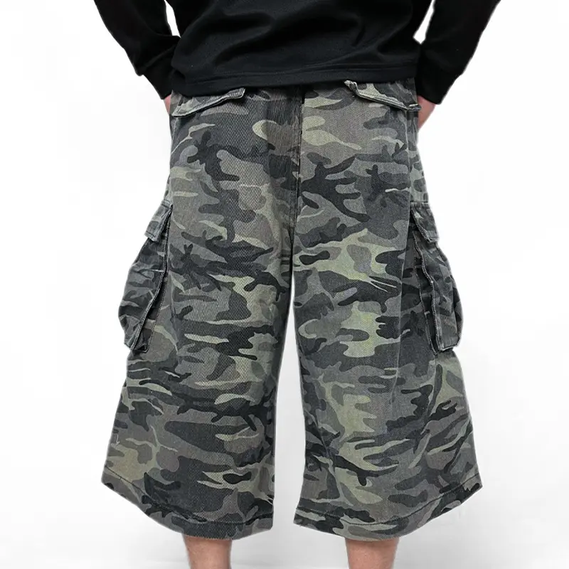 IEFB Streetwear Trendy American Camouflage Male Shorts Wide Tube Casual Pants Over Knee Length Multiple Pockets Design 9W2632