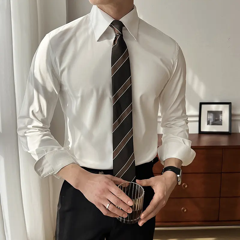 IEFB Men's Business Long Sleeved Shirts New Korean Style Solid Color Simple Trendy Lapel Loose Male Handsome Clothing 9W1874