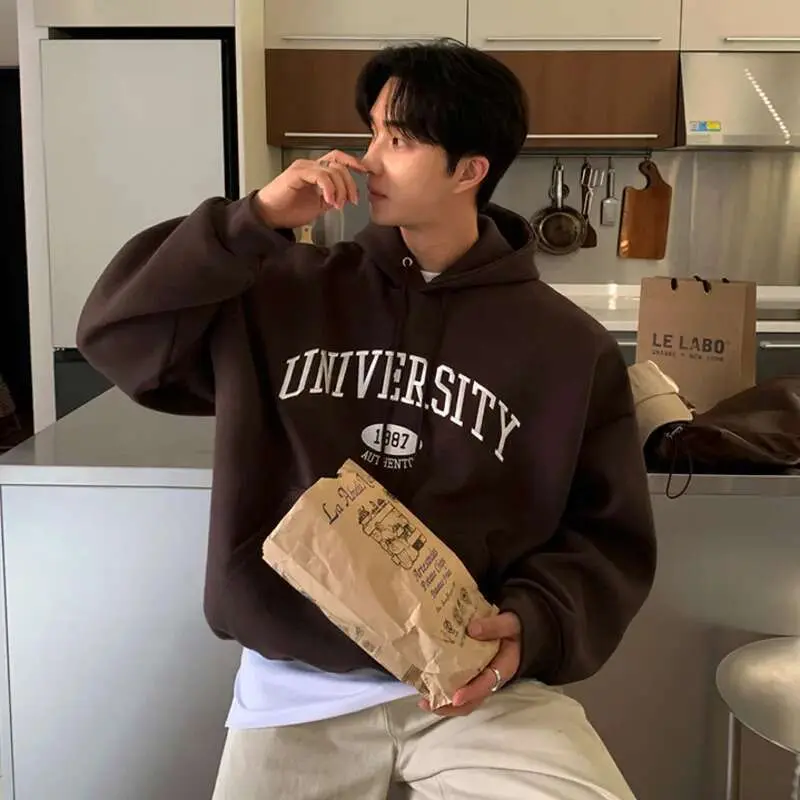 IEFB Men's Sweatshirts Letter Embroidered Hooded Sweatshirt New Spring Loose Pullover Hoodies Korean New Trendy Top 9W1453