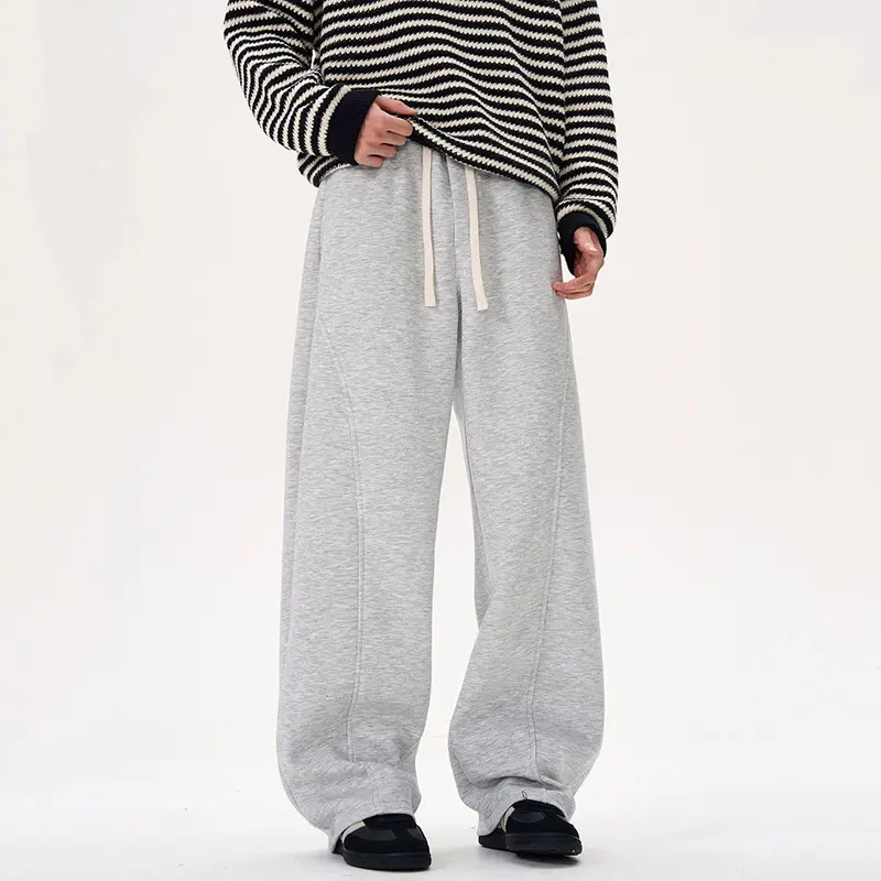 IEFB Men's Sweatpants Solid Color Lace-up Curved Knife Pants Summer New Stylish Male Trousers Simple Trend 2025 Bottoms 9W2543