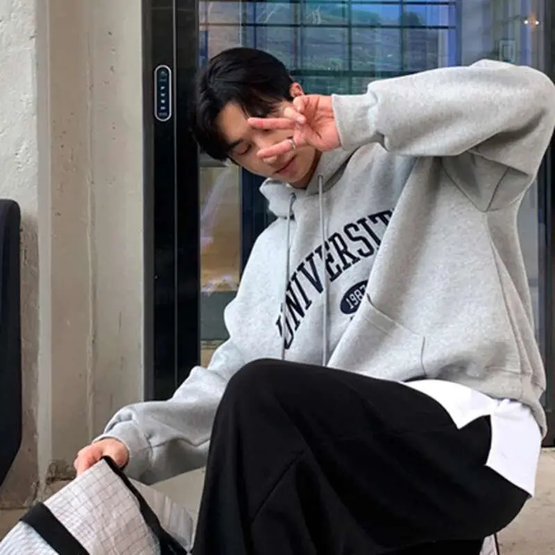 IEFB Men's Sweatshirts Letter Embroidered Hooded Sweatshirt New Spring Loose Pullover Hoodies Korean New Trendy Top 9W1453