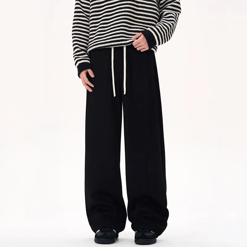 IEFB Men's Sweatpants Solid Color Lace-up Curved Knife Pants Summer New Stylish Male Trousers Simple Trend 2025 Bottoms 9W2543