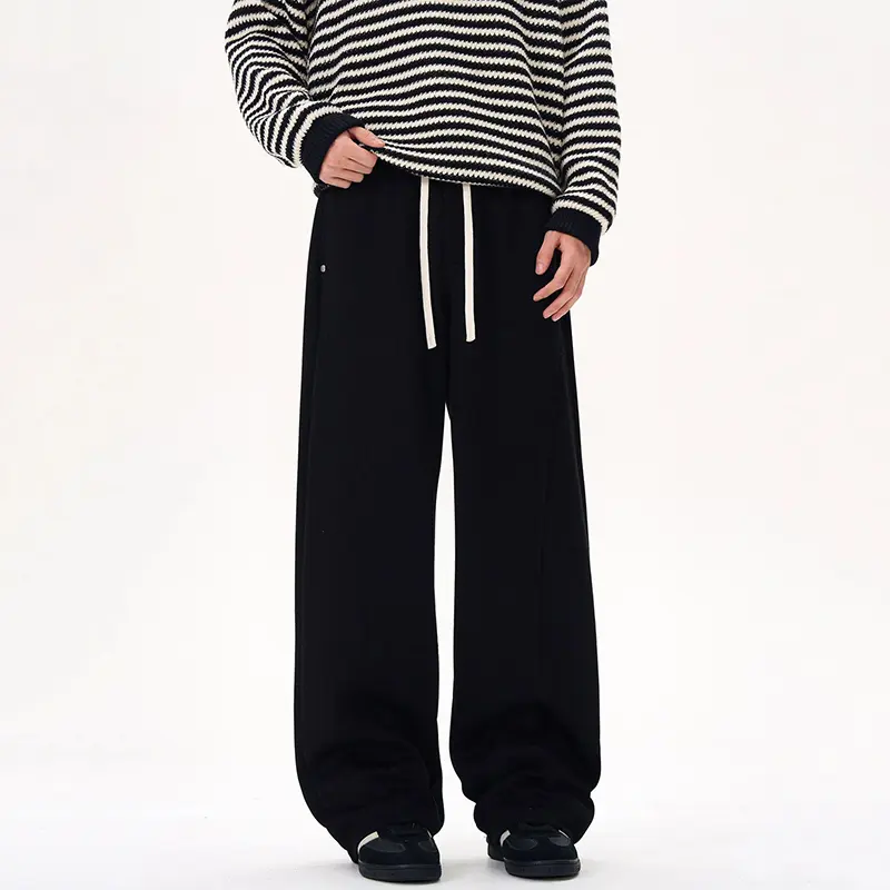 IEFB Men's Sweatpants Solid Color Lace-up Curved Knife Pants Summer New Stylish Male Trousers Simple Trend 2025 Bottoms 9W2543