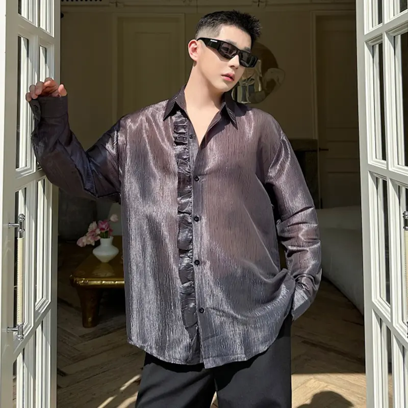 IEFB Men's Shirts Long Sleeve Trendy New Summer Korean Style Singel Breasted Causal Turn-down Collar Stylish Male Tees 9W2090