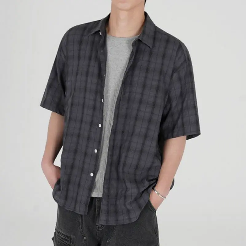 IEFB New Summer Male Short Sleeve Shirts Casual Plaid Shirt Korean Single Breasted Handsome Trendy Men's Clothing 9W1632