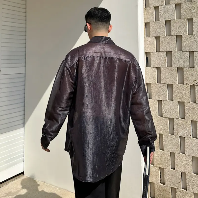 IEFB Men's Shirts Long Sleeve Trendy New Summer Korean Style Singel Breasted Causal Turn-down Collar Stylish Male Tees 9W2090
