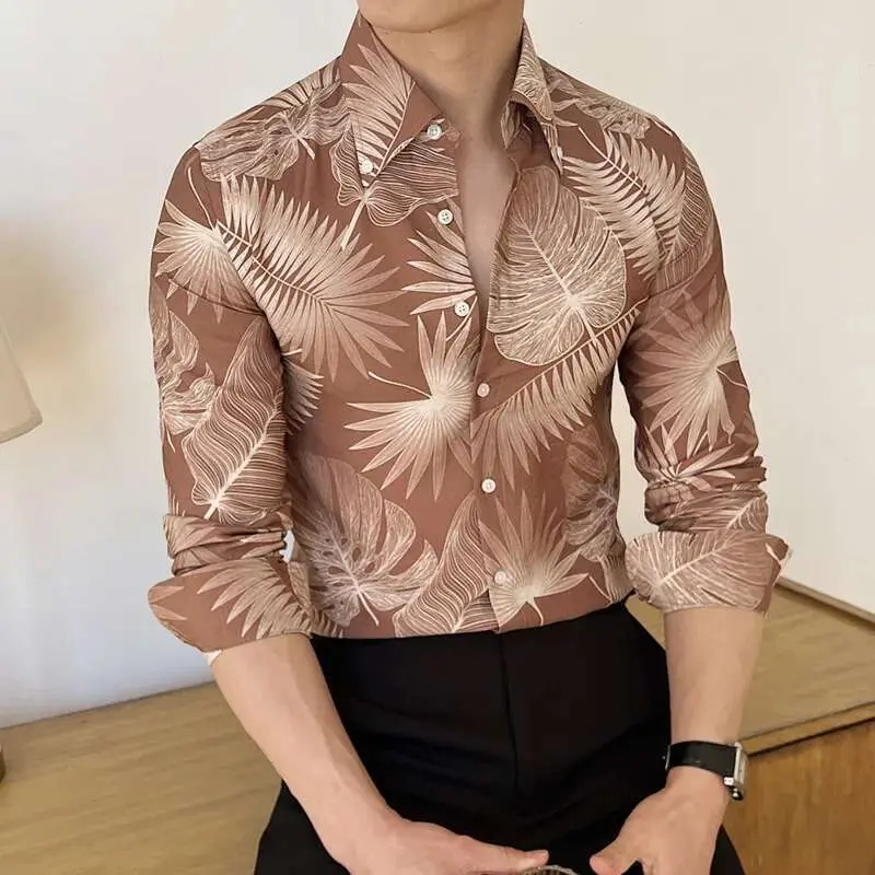 IEFB Printing Design Men's Shirts New British Long Sleeve Clothing Loose Lape Collar Single Breasted Male Top Summer 2025 9W1574