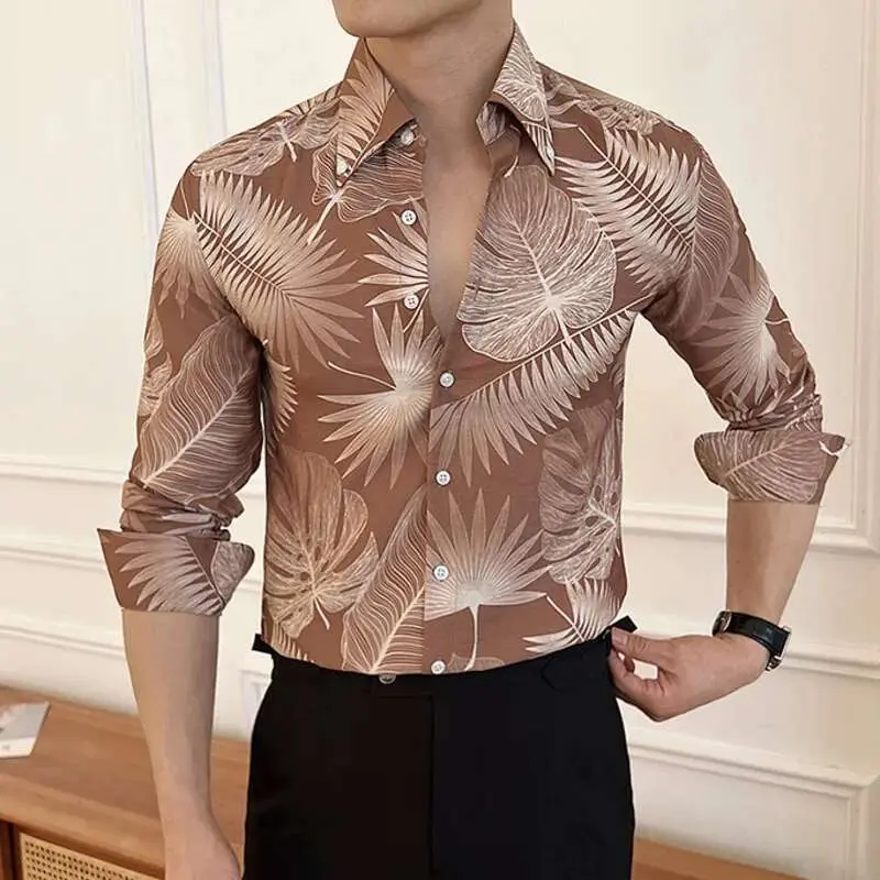 IEFB Printing Design Men's Shirts New British Long Sleeve Clothing Loose Lape Collar Single Breasted Male Top Summer 2025 9W1574