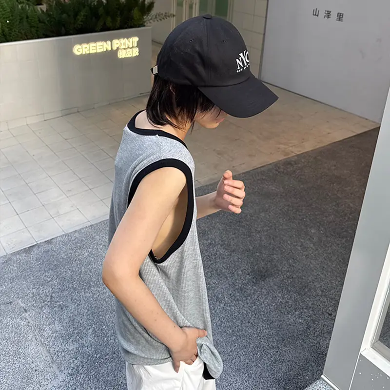 IEFB Summer Round Collar Sleeveless Top Men Pullover New Patchwork Contrast Color Vest Fashion Loose Sports Vests 9W3637