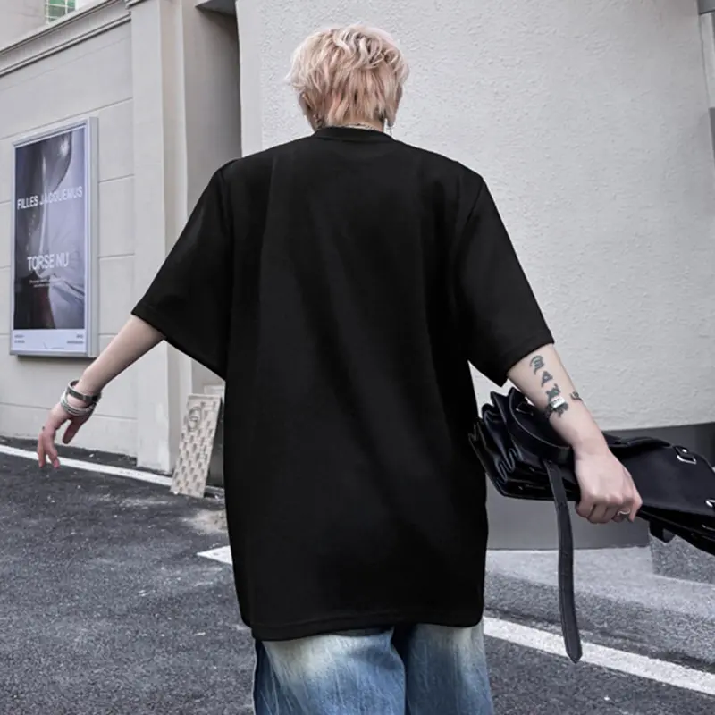 IEFB Pearl Buckle Design Men's T-shirts O-neck Solid Color New Niche Tops Short Sleeve Loose Male Tees Stylish Menswear 9W2306