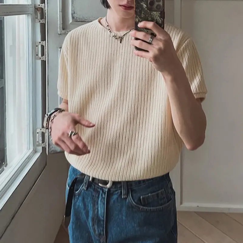 IEFB New Simple Men's T-shirts O-neck Solid Color Short Sleeved Casual Tees Korean Style Loose Pullover Male Tees Summer 9W2728