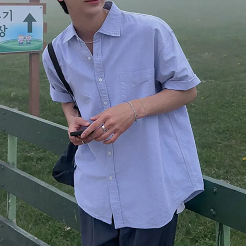 IEFB Men's Shirts Short Sleeve Simple Summer Loose New Korean Single Breasted Turn-down Collar Male Causal Clothing 9W2048