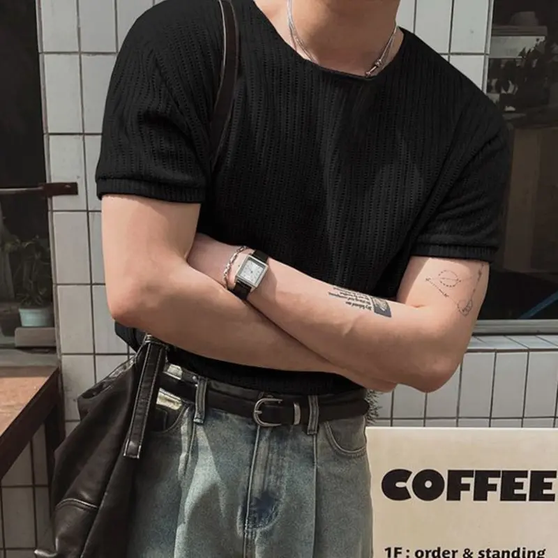 IEFB New Simple Men's T-shirts O-neck Solid Color Short Sleeved Casual Tees Korean Style Loose Pullover Male Tees Summer 9W2728