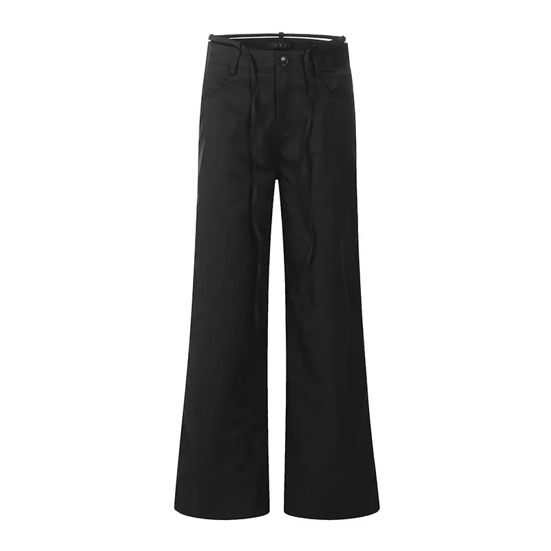 IEFB Men's Cargo Pants New  American High Street Drawstring Design Micro Flared Trendy Elastic Waist Male Bottoms Summer 9W1948