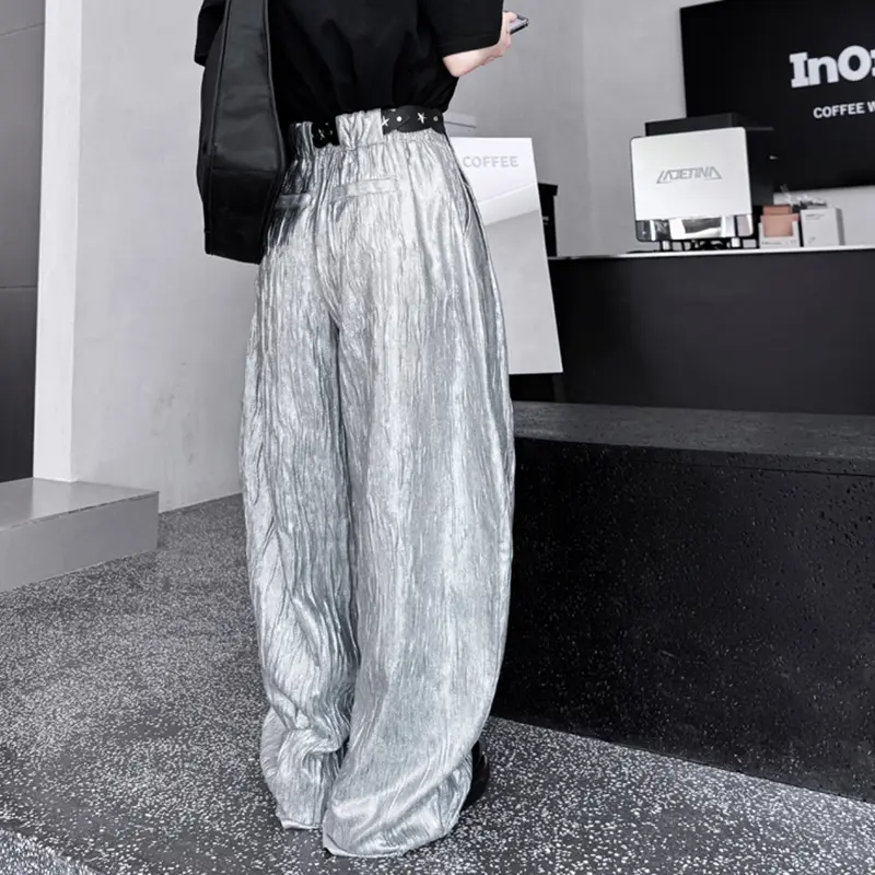 IEFB Performance Casual Pants Men's Wear New Fashion Curved Knife Trousers Elastic Waist Male Bottoms Summer Trend 9W2346