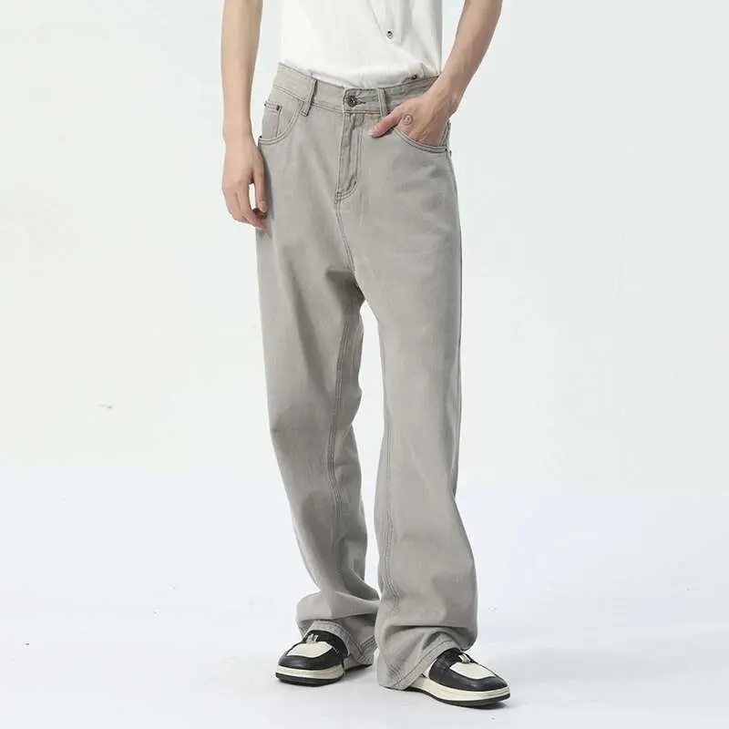 IEFB 2025 Men Denim Set Spring New Trend Casual Loose Lapel Single Breasted Jacket Wide Leg Pants Male Two-piece Suit 9C5444