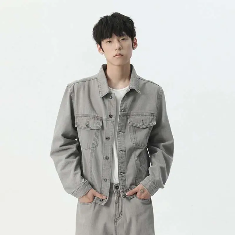 IEFB 2025 Men Denim Set Spring New Trend Casual Loose Lapel Single Breasted Jacket Wide Leg Pants Male Two-piece Suit 9C5444