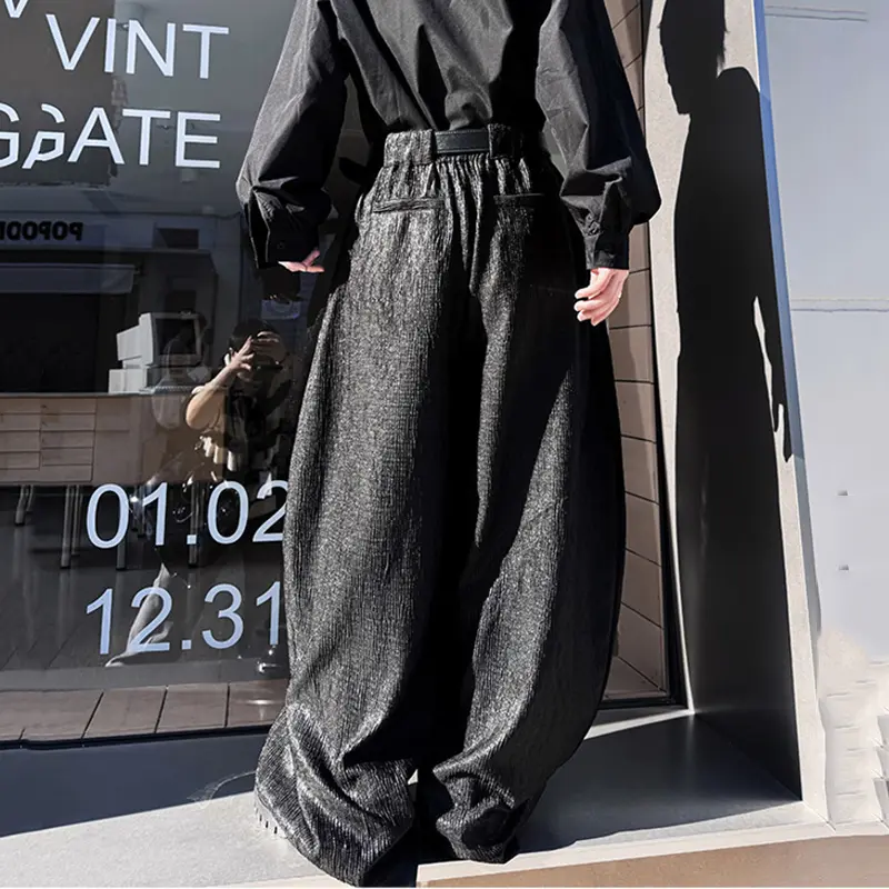 IEFB Performance Casual Pants Men's Wear New Fashion Curved Knife Trousers Elastic Waist Male Bottoms Summer Trend 9W2346