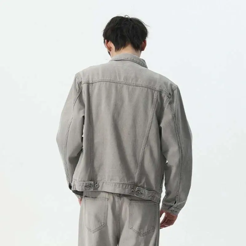 IEFB 2025 Men Denim Set Spring New Trend Casual Loose Lapel Single Breasted Jacket Wide Leg Pants Male Two-piece Suit 9C5444