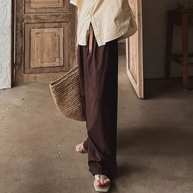 IEFB Solid Color Men's Casual Pleated Design Summer Straight Loose Trousers Korean Style Wide Leg Male Bottom Simple 9W2725