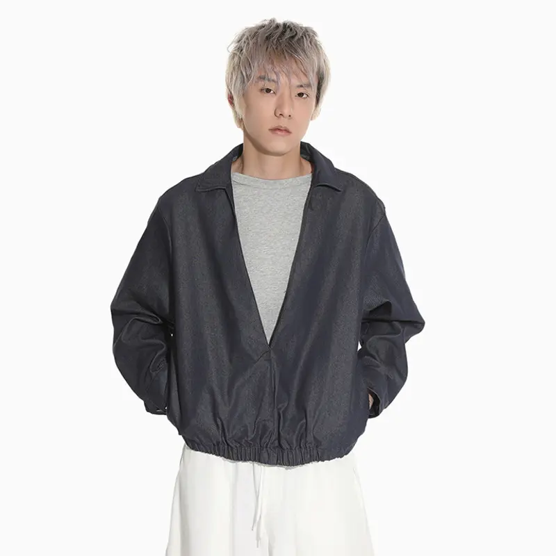 IEFB Fake Two-piece Men's Jackets V-neck Contrast Color Niche Design Casual Clothing Loose Pocket Male Coats New Autumn 9W4302