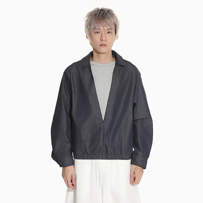 IEFB Fake Two-piece Men's Jackets V-neck Contrast Color Niche Design Casual Clothing Loose Pocket Male Coats New Autumn 9W4302
