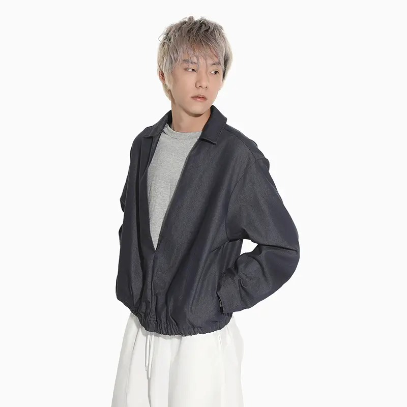 IEFB Fake Two-piece Men's Jackets V-neck Contrast Color Niche Design Casual Clothing Loose Pocket Male Coats New Autumn 9W4302