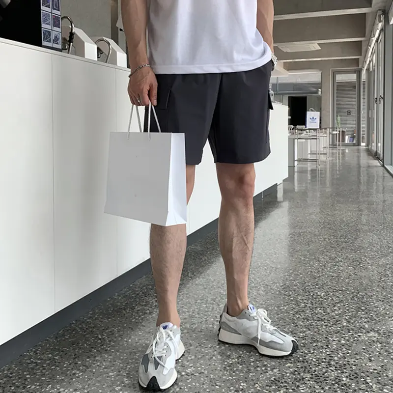 IEFB Men's Cargo Shorts New Summer Straight Leg Stylish Solidc Color Simple Chic Elastic Waist Fashion Male Clothing 9W1979