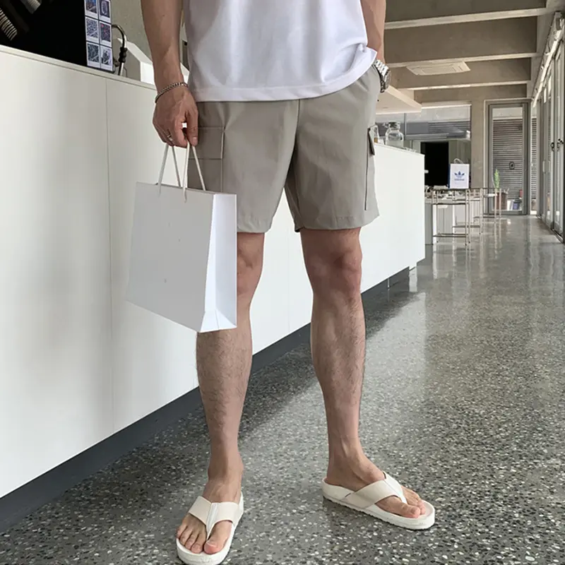 IEFB Men's Cargo Shorts New Summer Straight Leg Stylish Solidc Color Simple Chic Elastic Waist Fashion Male Clothing 9W1979