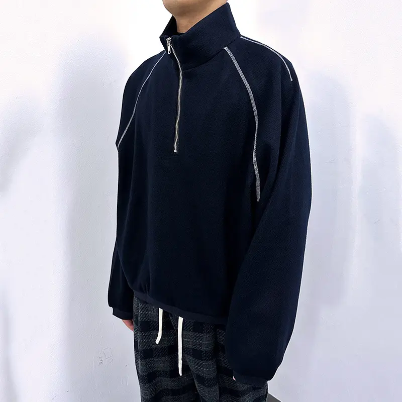 IEFB Men's Sweatshirts Korean Style Splicing Patchwork Trendy Multi Zippers Stand Collar Solid Color Male Casual Clothing 9W1825