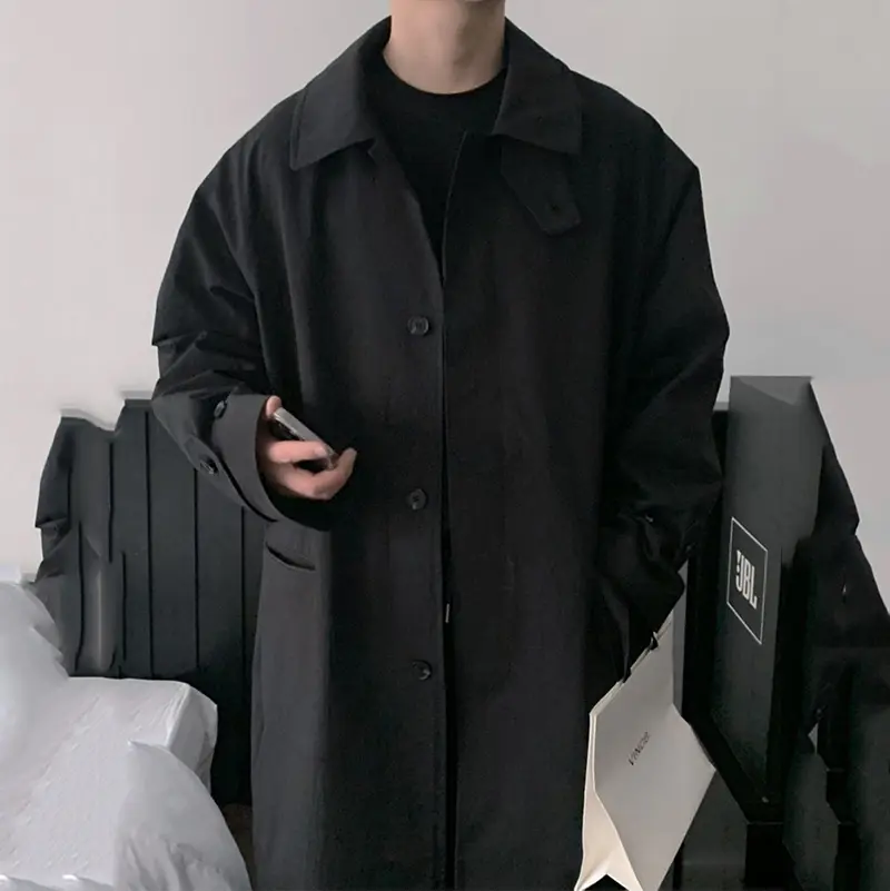 IEFB Men's Trench Coat New Spring Korean Style Handsome Clothing Turn-down Collar Singel Breasted Trendy Male Casual Tops 9W1980