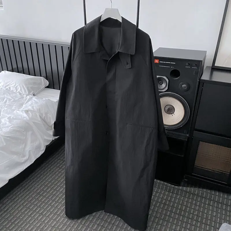 IEFB Men's Trench Coat New Spring Korean Style Handsome Clothing Turn-down Collar Singel Breasted Trendy Male Casual Tops 9W1980