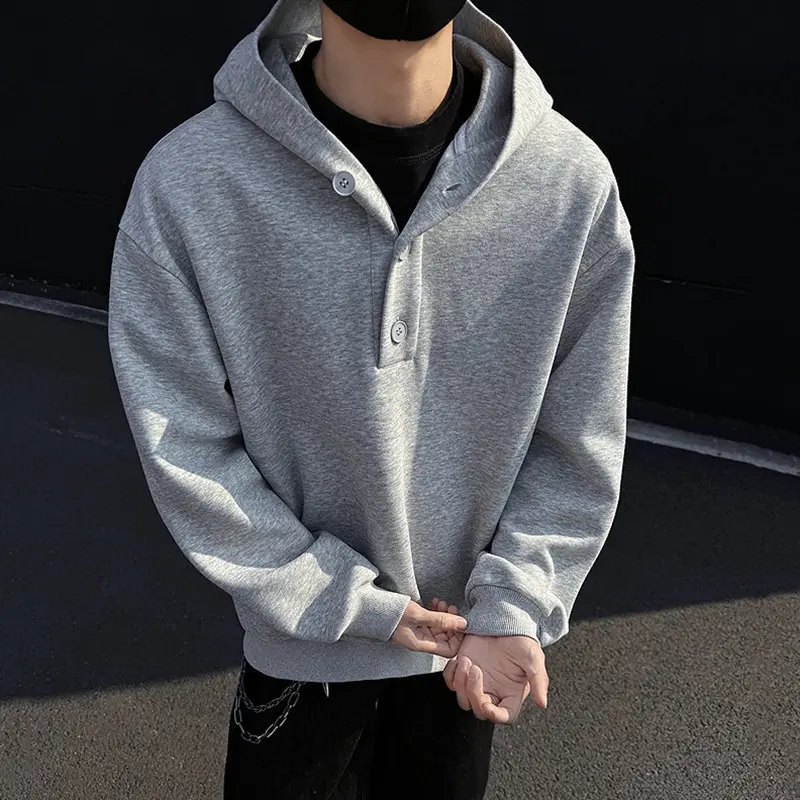 IEFB Korean Style Men's Hooded Sweatshirts Solid Color Bottom Design Casual Menswear Loose Pullover Male Hoodies Autumn 9W4014