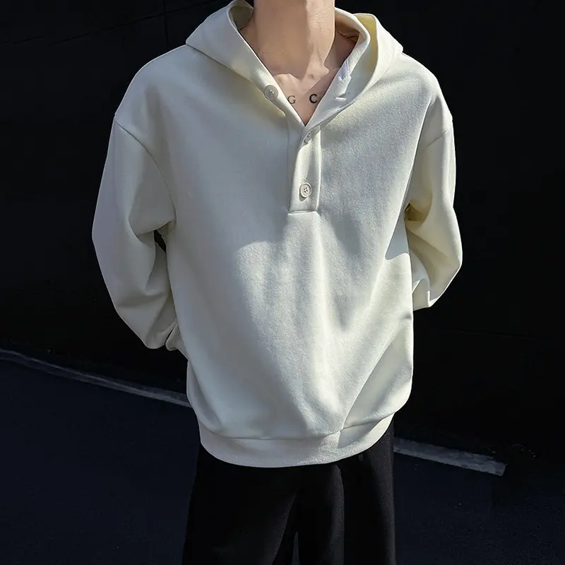 IEFB Korean Style Men's Hooded Sweatshirts Solid Color Bottom Design Casual Menswear Loose Pullover Male Hoodies Autumn 9W4014