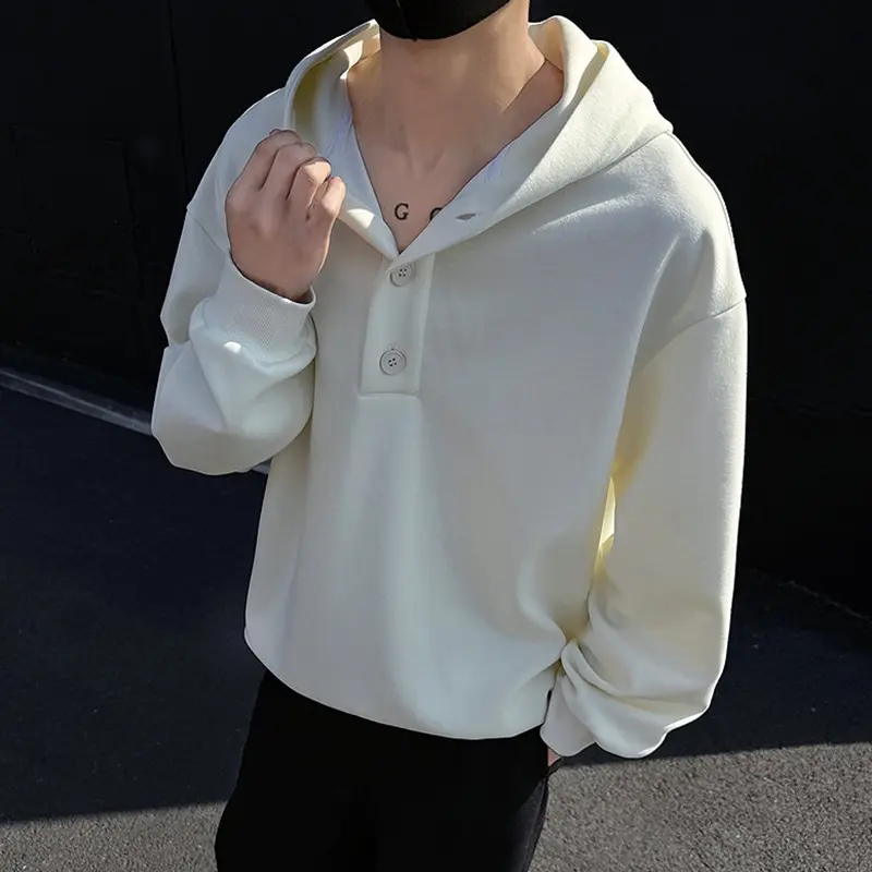 IEFB Korean Style Men's Hooded Sweatshirts Solid Color Bottom Design Casual Menswear Loose Pullover Male Hoodies Autumn 9W4014