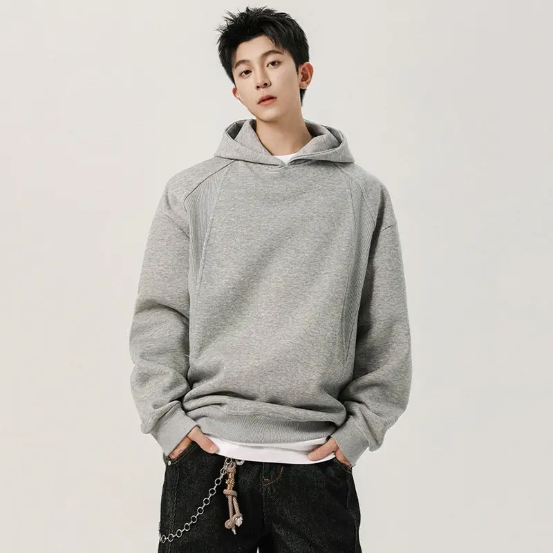 IEFB New Simple Men's Sweatshirts Hooded Solid Color Patchwork Deconstruction All-matchwork Loose Pullover Male Hoodies 9W4219