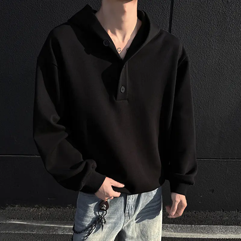 IEFB Korean Style Men's Hooded Sweatshirts Solid Color Bottom Design Casual Menswear Loose Pullover Male Hoodies Autumn 9W4014